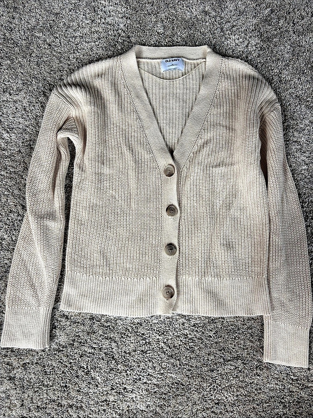 Old Navy Ribbed Button-Front Cardigan Cream XS